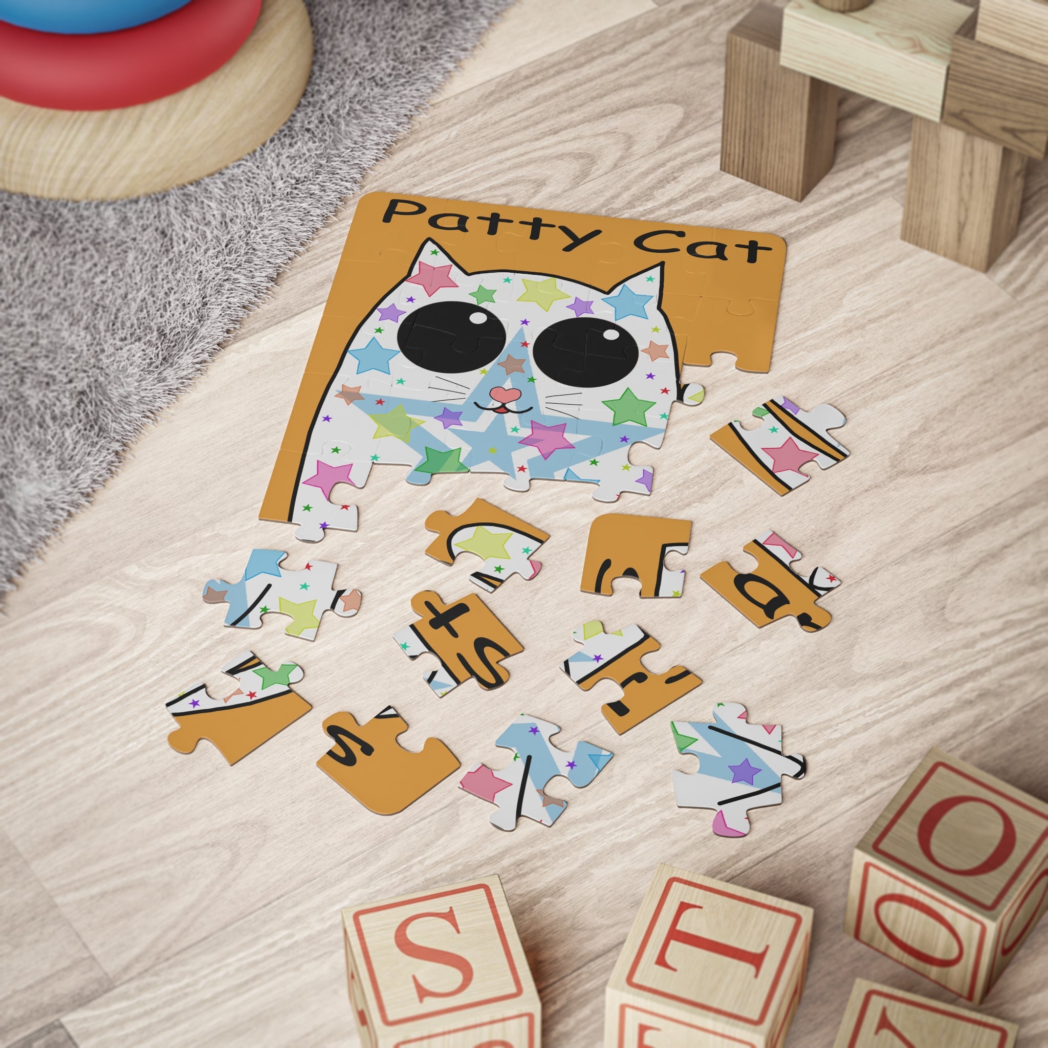 Patty Cat Stars 30‑Piece Kids Puzzle — Cute Colorful Cat Jigsaw for Toddlers & Preschoolers