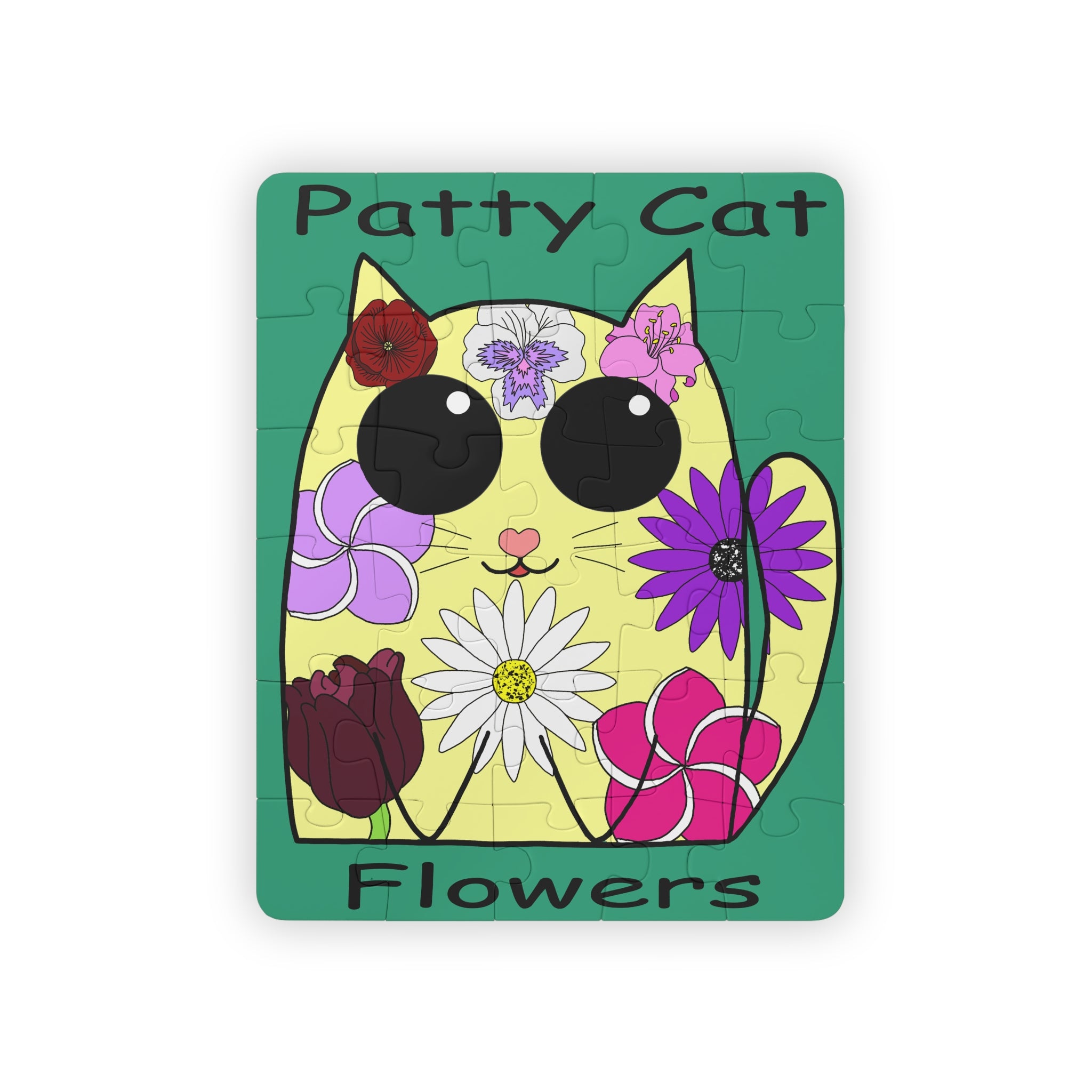 Kids 30-Piece Puzzle — 'Patty Cat Flowers' Cute Animal Jigsaw for Toddlers & Preschoolers