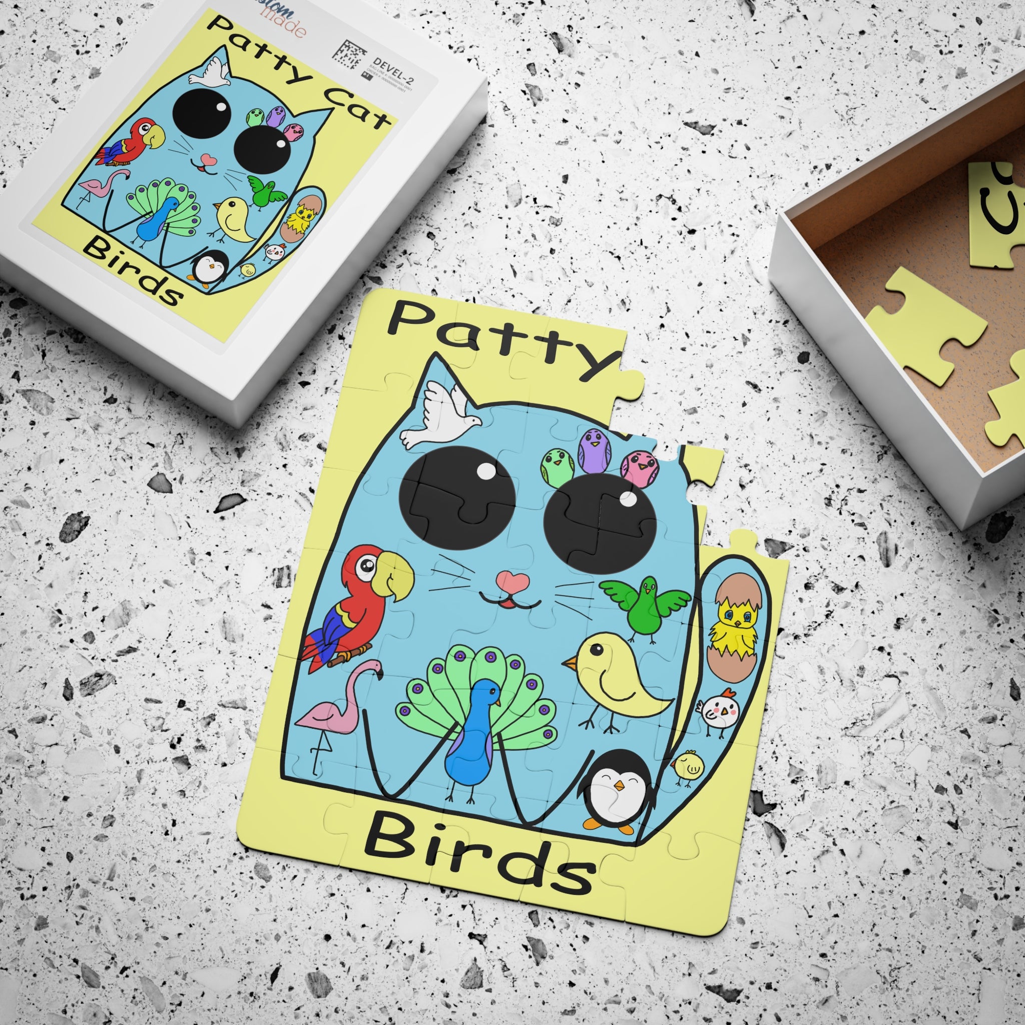 Kids 30-Piece Puzzle — 'Patty Cat Birds' Cute Animal Jigsaw for Toddlers & Preschoolers